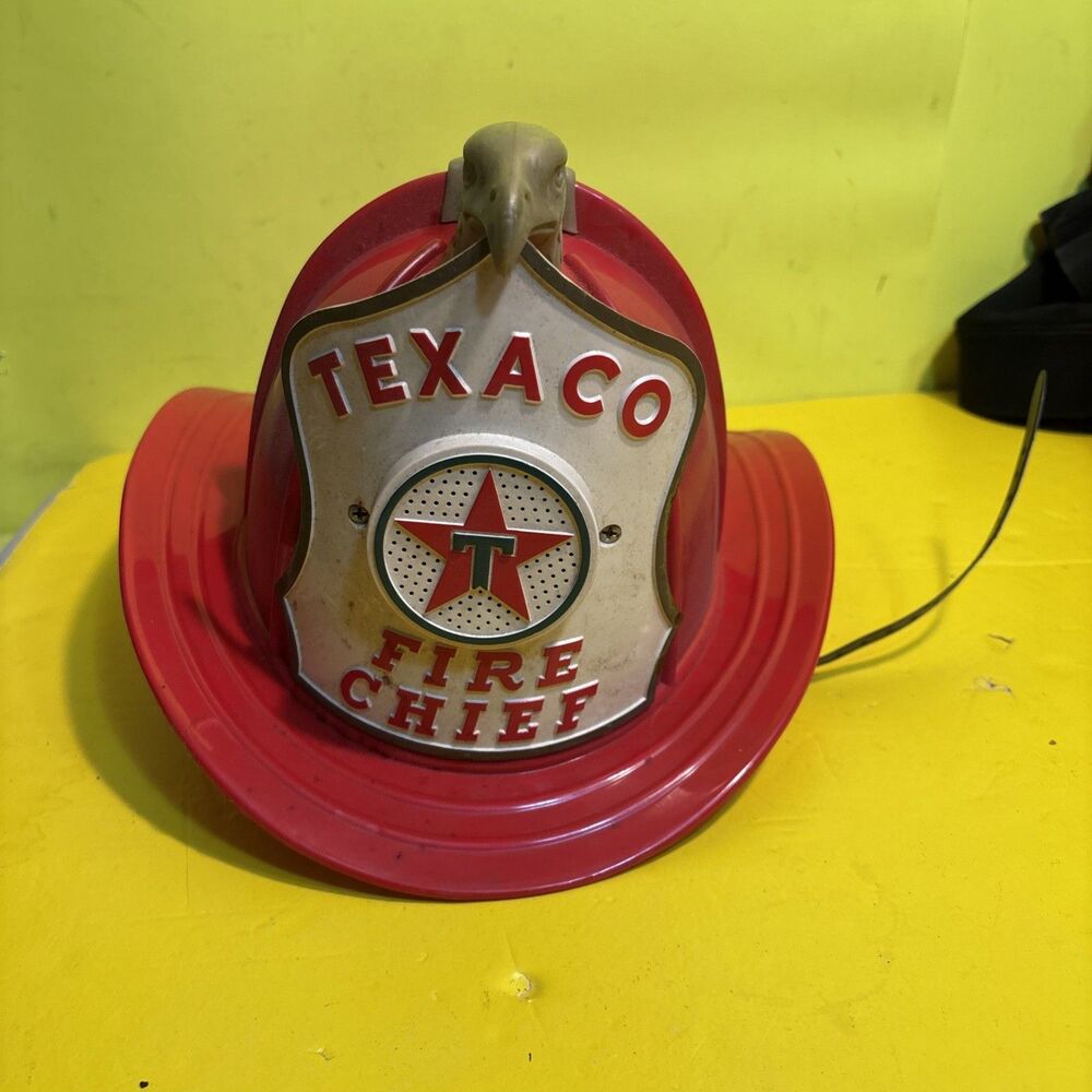 Vintage Texaco Fire Chief Toy Fireman Hat Helmet 1960s USA With Original Box!